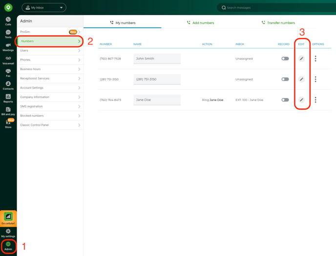 Admin + Number Forwarding