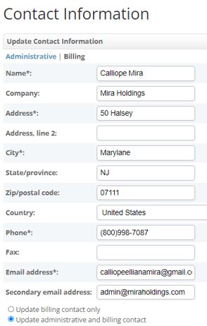 Control Contact Info