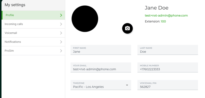 User View- Profile Settings