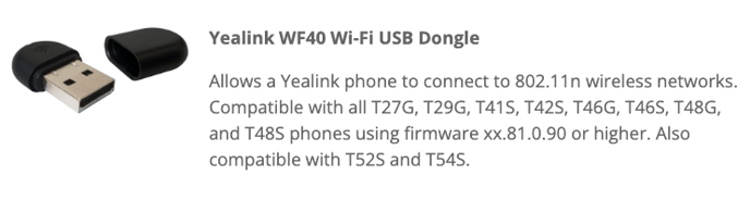 Yealink WF40 WiFi USB Dongle Compatibility