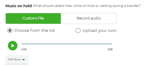 configure music on hold - company settings